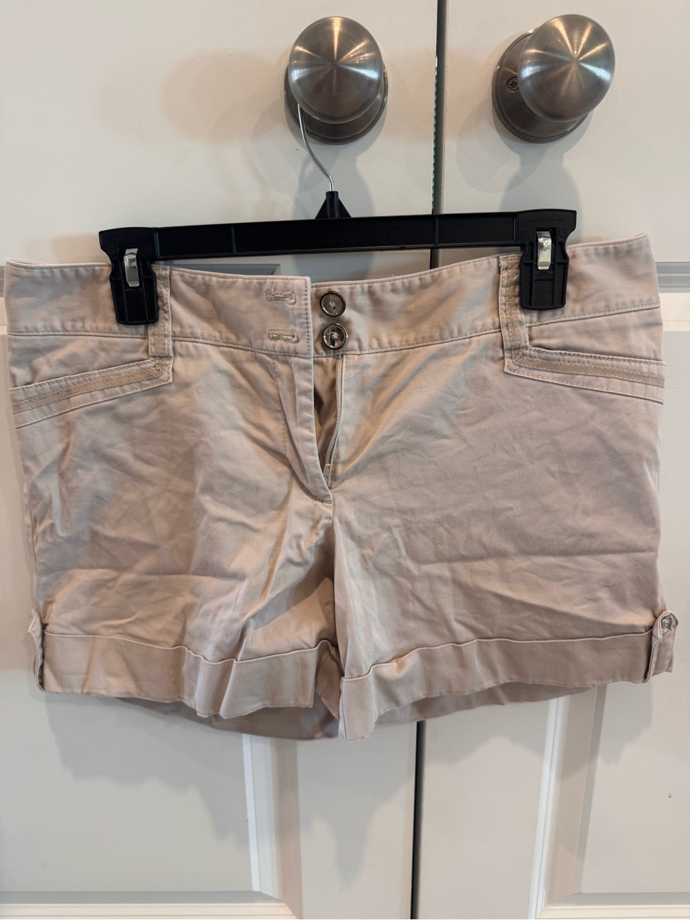 White House Black Market Beige Rolled-Hem Bermuda Shorts